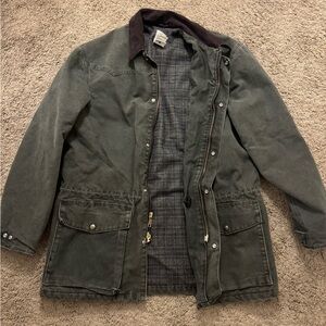 Carhartt Dark Green Field Jacket with Chocolate Collar